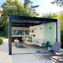 Stylish Modern Awning Tent Motorized Pergola Shed with Led Light