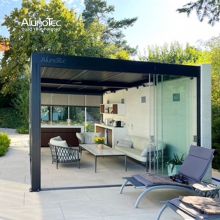 Stylish Modern Awning Tent Motorized Pergola Shed with Led Light